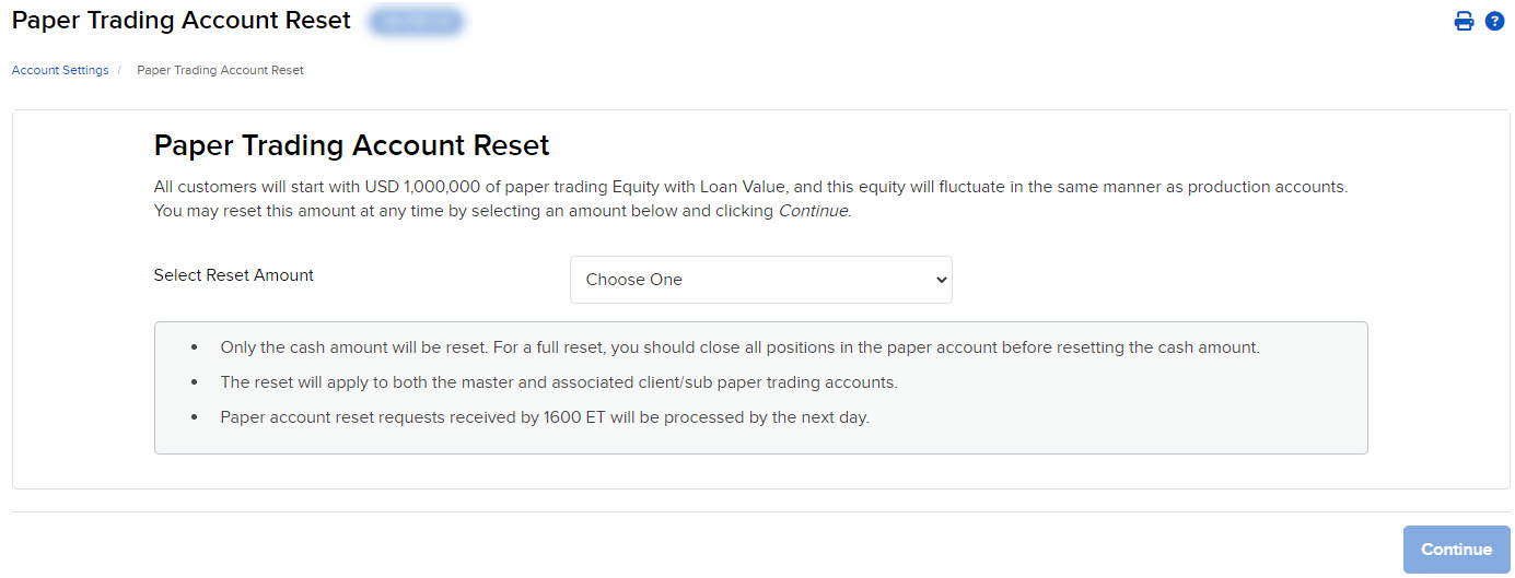 Image of the paper account reset in Portal. 